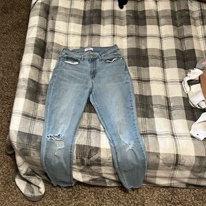 Light blue denim high rise jeans